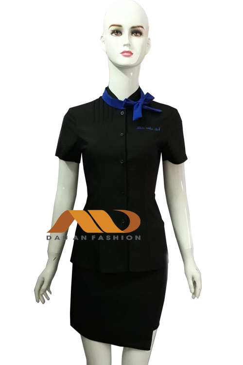 AS0033 ブルーボウブラックスパ制服ドレス