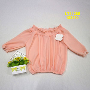 遅い肩の赤ちゃんの女の子のTシャツ