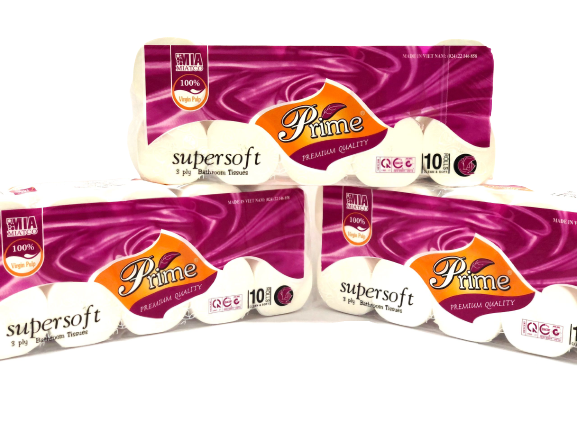 トイレットペーパー - 10ロール、3層、紫